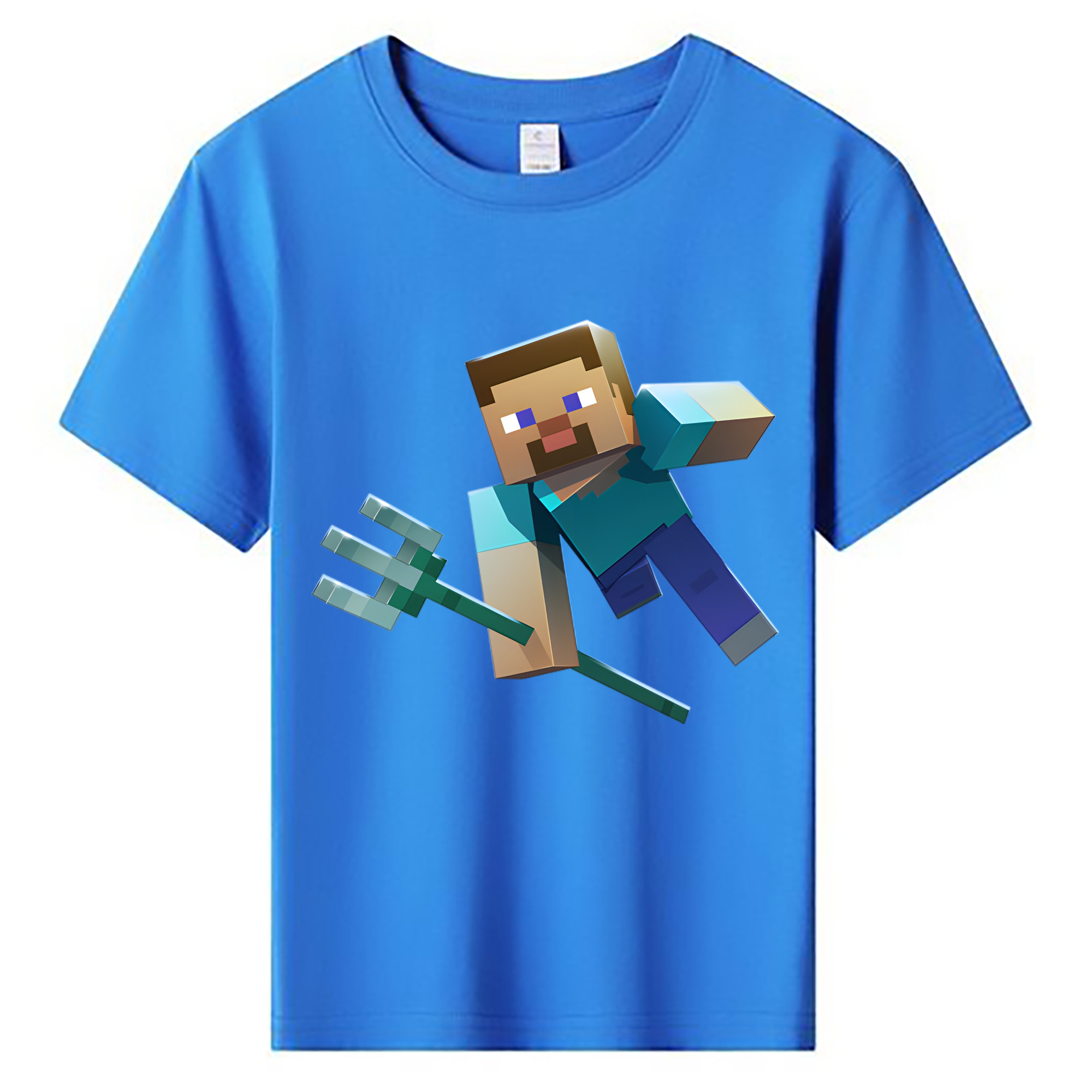 （画像用） マインクラフト ブロックの世界 Minecraft MC Block world 綿100％キッズTシャツ（フロントプリント）